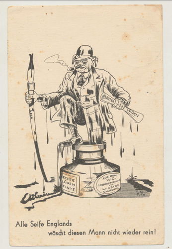 Propaganda Postkarte Churchill " Alle Seife wäscht diesen Mann nicht wieder rein " WK2