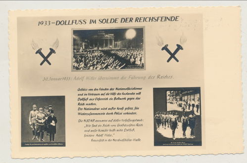 1933 Dollfuss im Solde der Reichsfeinde - Original Postkarte 3. Reich