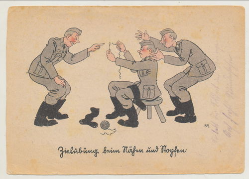 Farbige Scherz Karikatur Postkarte deutsche Wehrmacht WK2