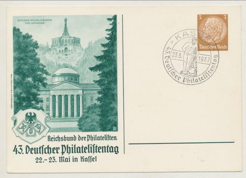 Reichsbund der Philatelisten Kassel 1937 Original Postkarte 3. Reich