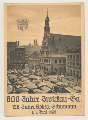 800 Jahre Zwickau Sachsen - Original Postkarte 3. Reich 1935
