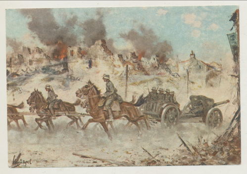 Artillerie nach vorn in Belgien - Original Postkarte 3. Reich