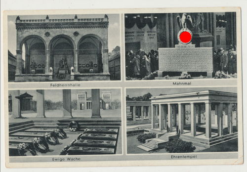 München Feldherrnhalle Mahnmal Ewige Wache Ehrentempel - Original Postkarte 3. Reich
