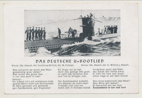 Das deutsche U - Boot Lied Kampflied Original Postkarte 3. Reich