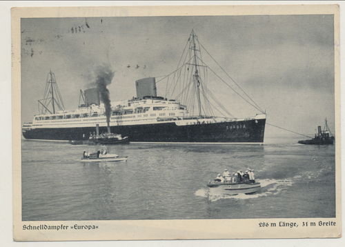 Schnell Dampfer " Europa " Original Postkarte WK2