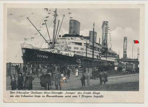 4 Schrauben Turbinen Schnell Dampfer " Europa " Original Postkarte WK2