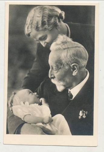 Kaiser Wilhelm II. mit Kaiserin und Enkel 1939 - Original Postkarte 3. Reich