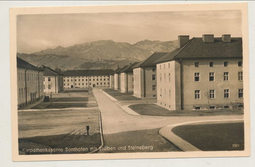 Karpathen Kaserne Sonthofen mit Stuiben und Steineberg - Original Postkarte 3. Reich