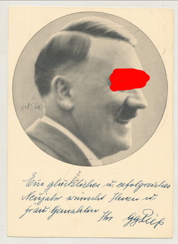 Adolf Hitler Portrait - Original Postkarte 3. Reich von 1937 Poststempel München Briefmarken