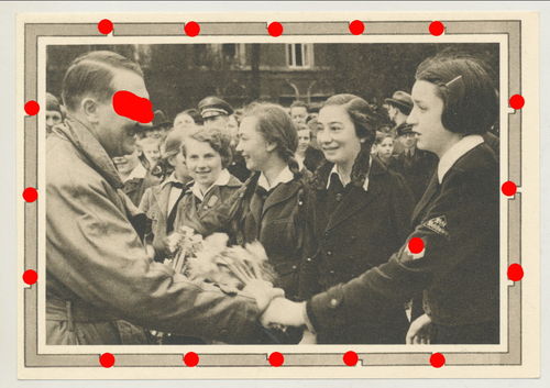 Adolf Hitler mit BDM Bund deutscher Mädel Hitlerjugend - Original Postkarte 3. Reich
