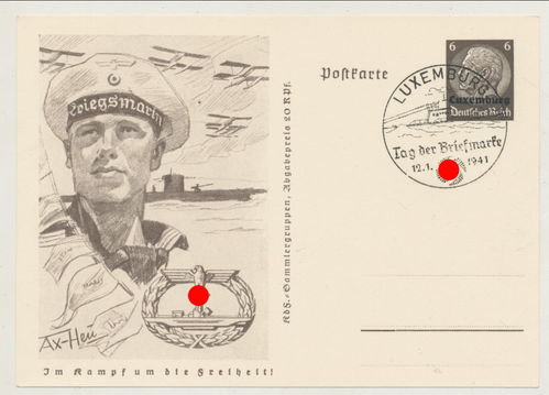 Kriegsmarine U-Boot U-Bootkriegsabzeichen - Original Postkarte von 1941