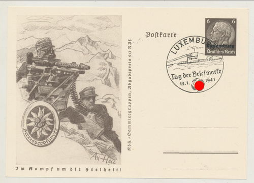 Heeresbergführer Gebirgsjäger MG Stellung - Im Kampf um die Freiheit - Original Postkarte von 1941