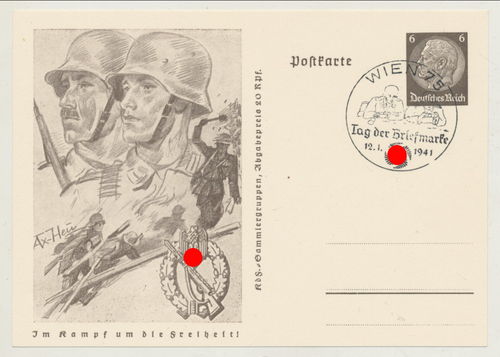 Infanterie Sturmabzeichen - Im Kampf um die Freiheit - Original Postkarte von 1941