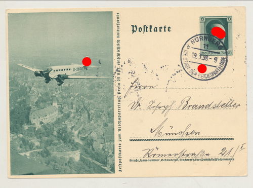 Feldpostkarte Junkers Flugzeug - Original Postkarte 1938
