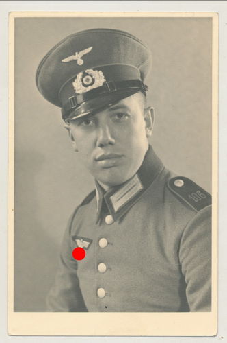 Wehrmacht Heer Soldat mit Schulterklappen Rgt 106 - Original Portrait Foto WK2