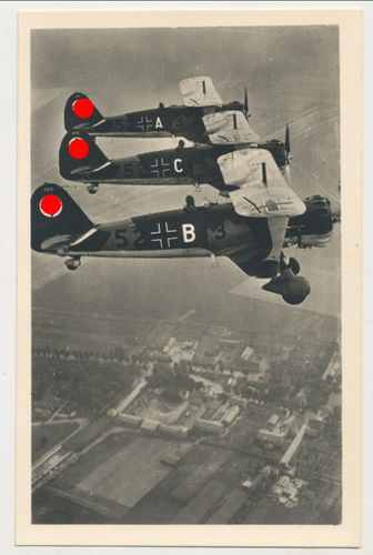 Deutsche Luftwaffe Flugzeug Henschel HS 123 - Original Postkarte WK2