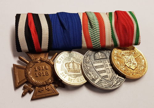 Ordenspange Frontkämpfer Kreuz Dienstauszeichnung Preussen mit 2 KuK Medaillen WK1