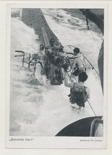 U - Boot Waffe Geschütz klar - Original Postkarte WK2