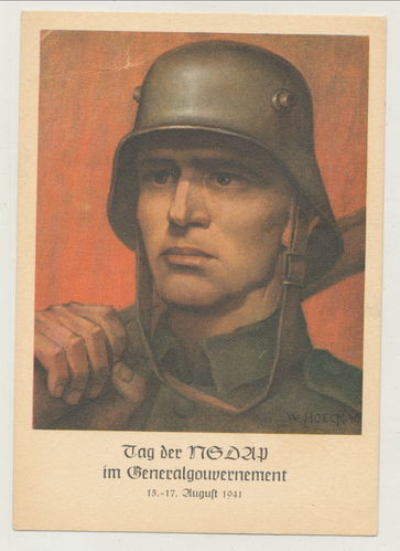Tag der NSDAP im Generalgouvernment 1941 - Original Postkarte Poststempel Krakau