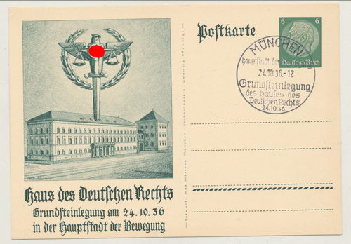 Haus des deutschen Rechts Grundsteinlegung 1936 München - Original Postkarte 3. Reich