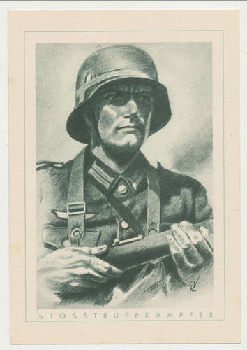 Stosstruppführer " Der deutsche Soldat " Original Postkarte WK2