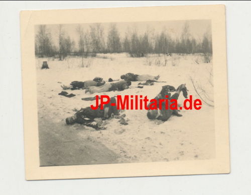 Schlachtfeld Foto Tod gefallene Soldaten nach Kampf - Original Foto WK2