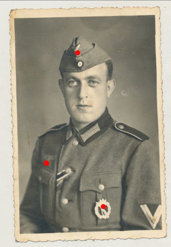 Deutsche Wehrmacht Infanterie Soldat Infanterie Sturmabzeichen Ordensbänder Original Portrait Foto