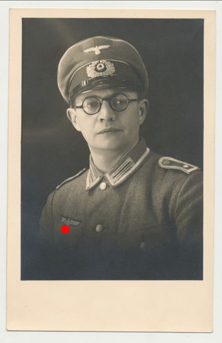 Wehrmacht Feldwebel mit Einheits Brille - Original Portrait Foto WK2