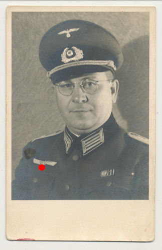 Deutsche Wehrmacht Offizier Uniform Schirmmütze - Original Portrait Foto WK2