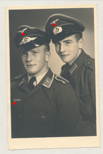 Wehrmacht & Luftwaffe Soldat Brüder - Original Portrait Foto WK2