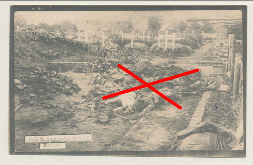Schlachtfeld Foto Tod gefallene tote Engländer 1915 in Furnes