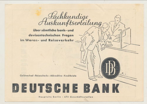 WERBE KARTE Deutsche Bank zur deutschen Automobil Ausstellung Berlin 1939 mit Sondermarken