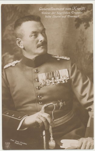 Generalleutnant von Kneussl Führer der bayerischen Truppen in Przemysl - Original Postkarte WK1
