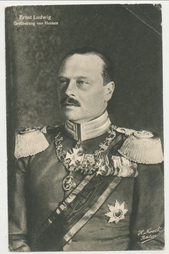 Ernst Luwig Grossherzog von Hessen mit Orden Ordenspange Bruststern Portrait Foto Postkarte 1916