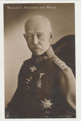 General Infanterie von Strantz mit Orden Bruststern Halsorden Portrait Foto Postkarte WK1
