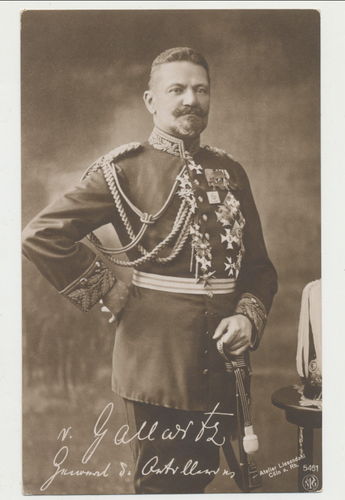 General von Gallwitz mit Orden Ordenspange Bruststern Halsorden Portrait Foto Postkarte WK1