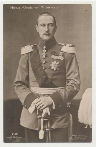Herzog Albrecht von Württemberg Orden Ordenspange Bruststern Halsorden Portrait Foto Postkarte WK1