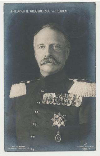 Friedrich II. Grossherzog von Baden mit Orden Bruststern Ordenspange Portrait Foto Postkarte WK1