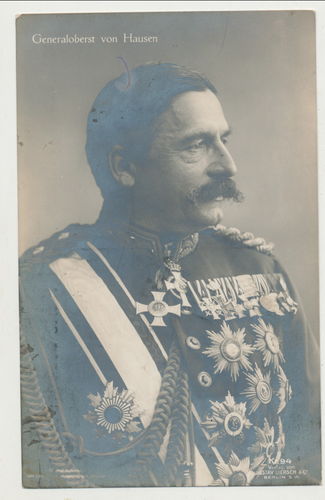 Generaloberst von Hausen mit Orden Ordenspange Bruststern Halsorden Portrait Foto Postkarte WK1