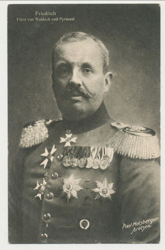 Friedrich Fürst von Waldeck und Pyrmont Orden Bruststern Halsorden Portrait Foto Postkarte WK1