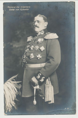 General Infanterie Oskar von Xylandert mit Orden Bruststern Portrait Foto Postkarte WK1