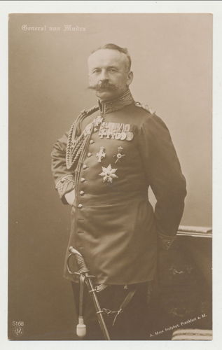General von Mudra mit Orden Ordenspange Bruststern Halsorden Portrait Foto Postkarte WK1