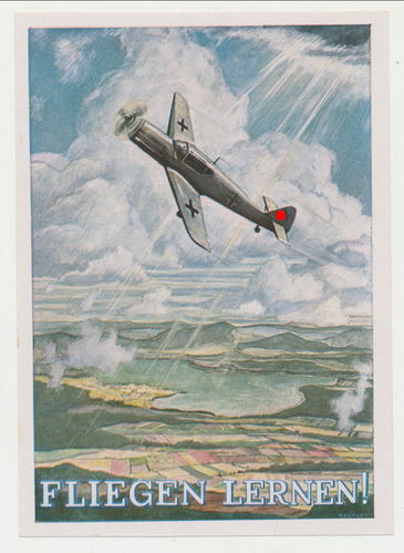 Fliegen lernen NSFK NS Fliegerkorps Luftwaffe - Original Postkarte 3. Reich