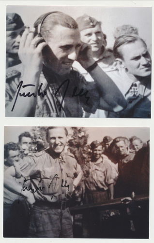 Günther Rall Ritterkreuzträger 2x Nachkriegs Foto mit Original Unterschrift Autogramm