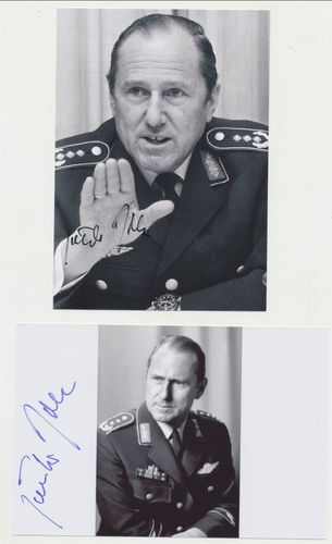 Günther Rall Ritterkreuzträger 2x Nachkriegs Foto mit Original Unterschrift Autogramm