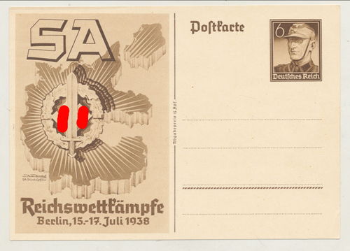 SA Reichswettkämpfe Berlin 1938 - Original Postkarte 3. Reich