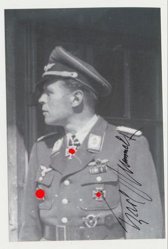 Luftwaffe Ritterkreuzträger Nachkriegs Portrait Foto Ritterkreuz mit Original Unterschrift Autogramm