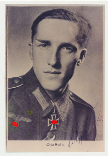 Otto Riehs Ritterkreuz Nachkriegs Foto PK mit Original Unterschrift Autogramm