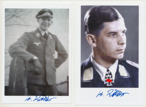Heinz Rökker Nachtjagd Luftwaffe Ritterkreuzträger 2x Nachkriegs Foto Original Unterschrift Autogram