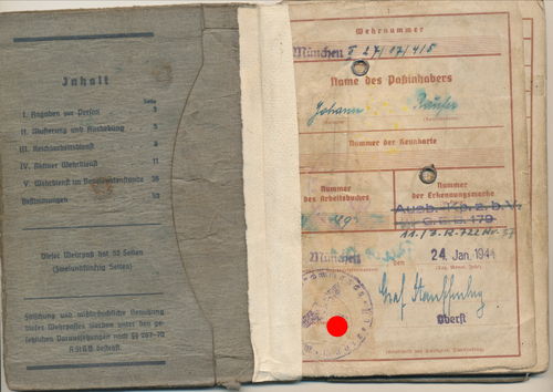Wehrpass deutsche Wehrmachtmit 2 Original Tinten Unterschriften Oberst Graf Clemens von Stauffenberg